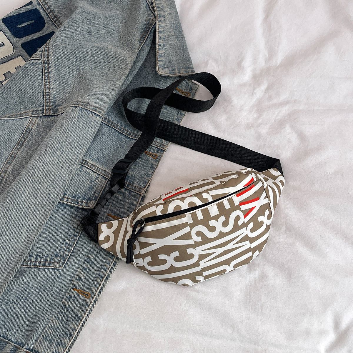 Wholesale Nylon fabric waist bag printed shoulder crossbody bag
